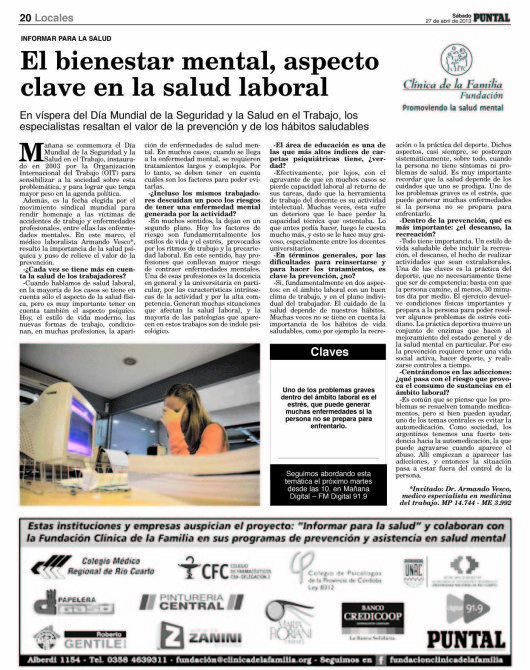 El bienestar mental, aspecto clave en la salud laboral 27-04-2013