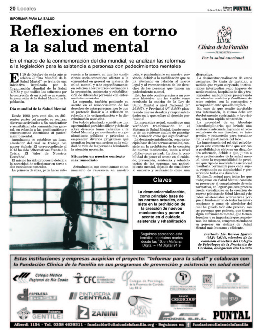 Reflexiones en torno a la salud mental 5-10-13